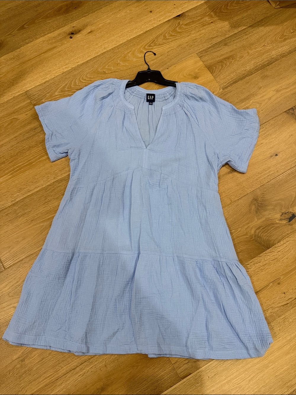 GAP NWOT Baby Blue Short Sleeve Tiered Dress XL
